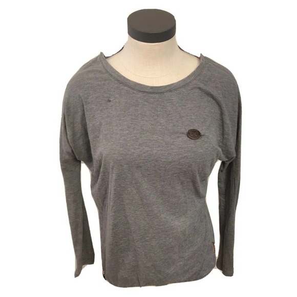 Naketano Women's Crew Neck Long Sleeved Shirt Elastic Waist Gray Size XS AA - Picture 1 of 6
